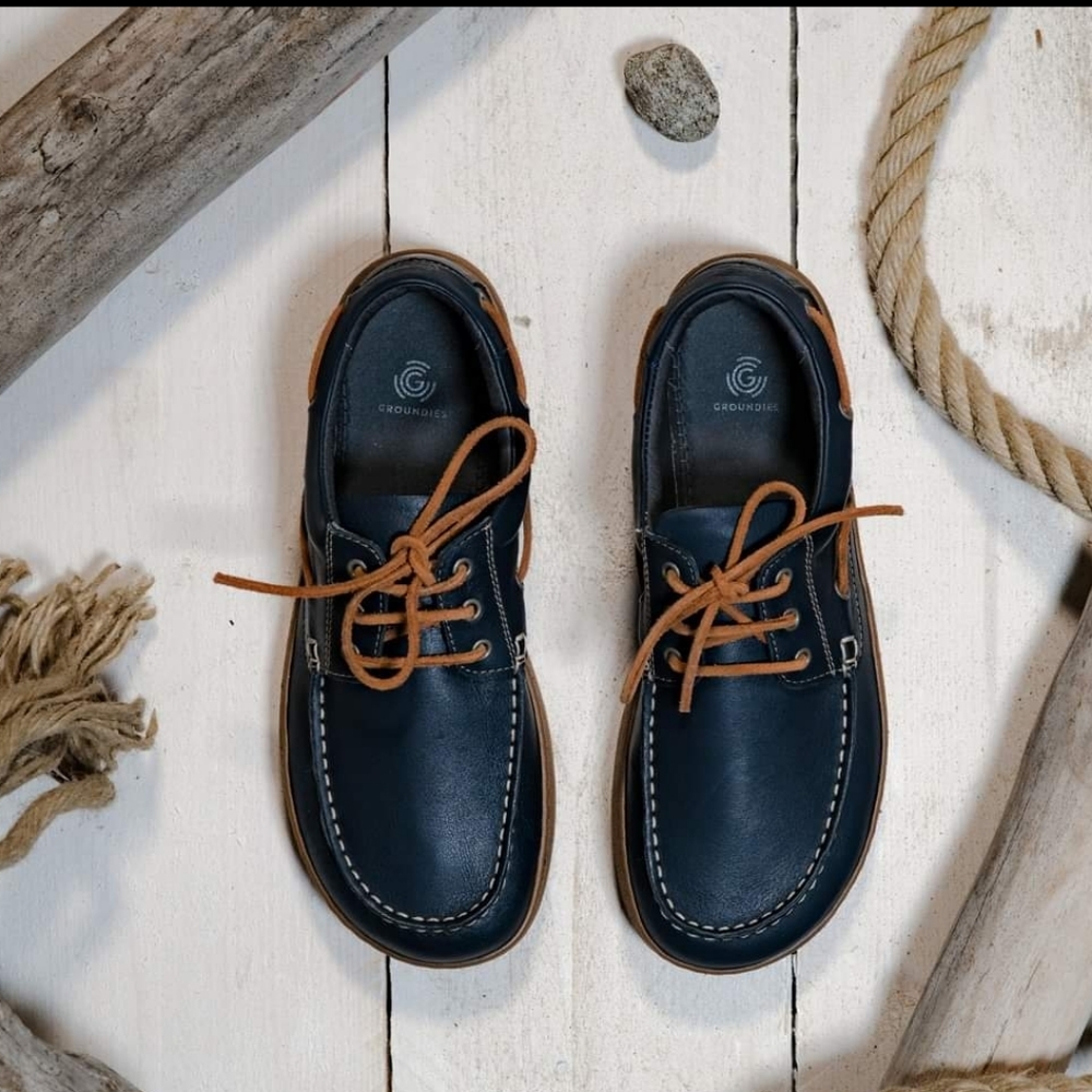 Groundies Breeze Navy Boat Shoe Barefoot